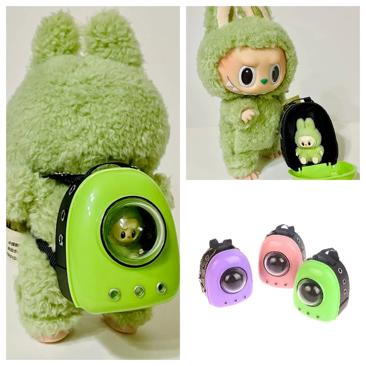 Labubu Doll Canvas Backpack – Cute Pet Bag for 15/17cm Dolls