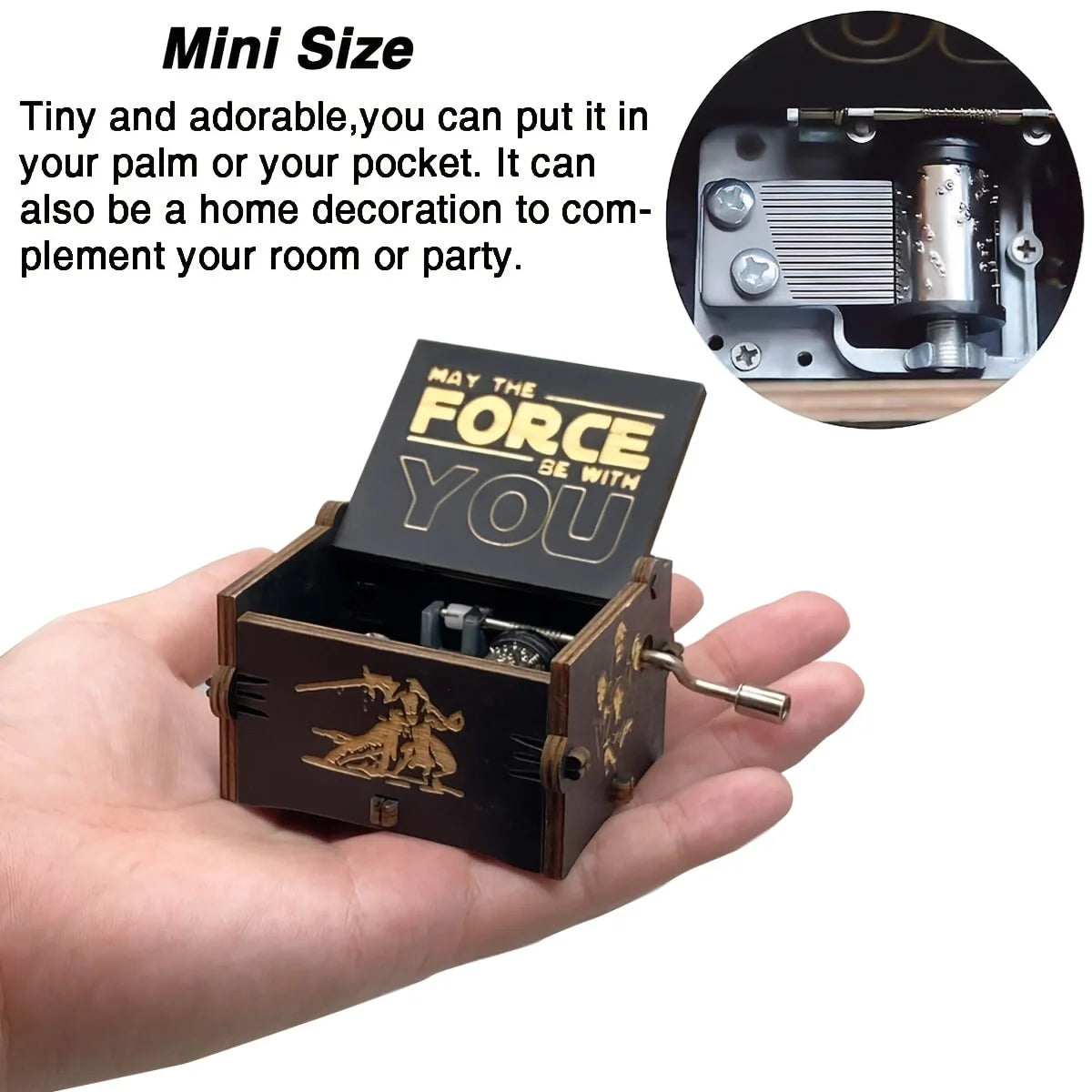 Vintage Wooden Hand Crank Music Box – Classic Gift for Birthday & Xmas