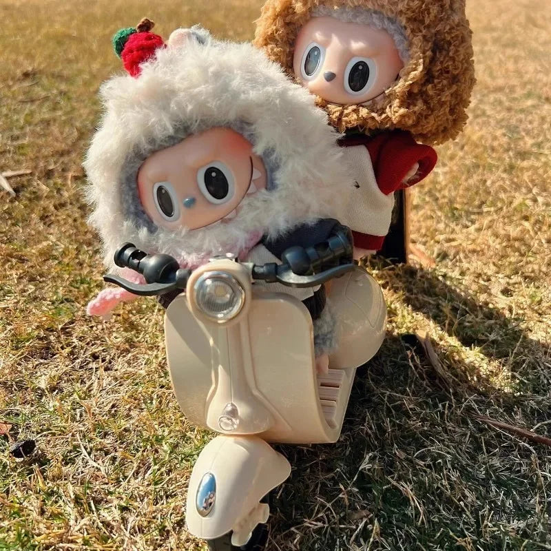 Labubu Mini Electric Motorcycle Doll with Lights & Music – Cute DIY Kids Gift
