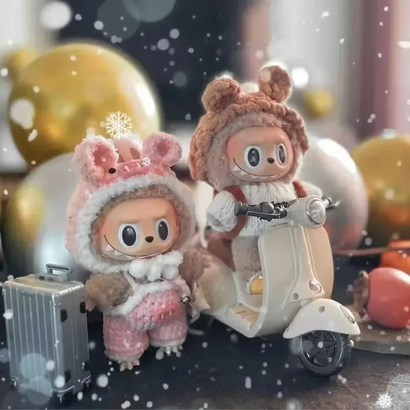Labubu Mini Electric Motorcycle Doll with Lights & Music – Cute DIY Kids Gift