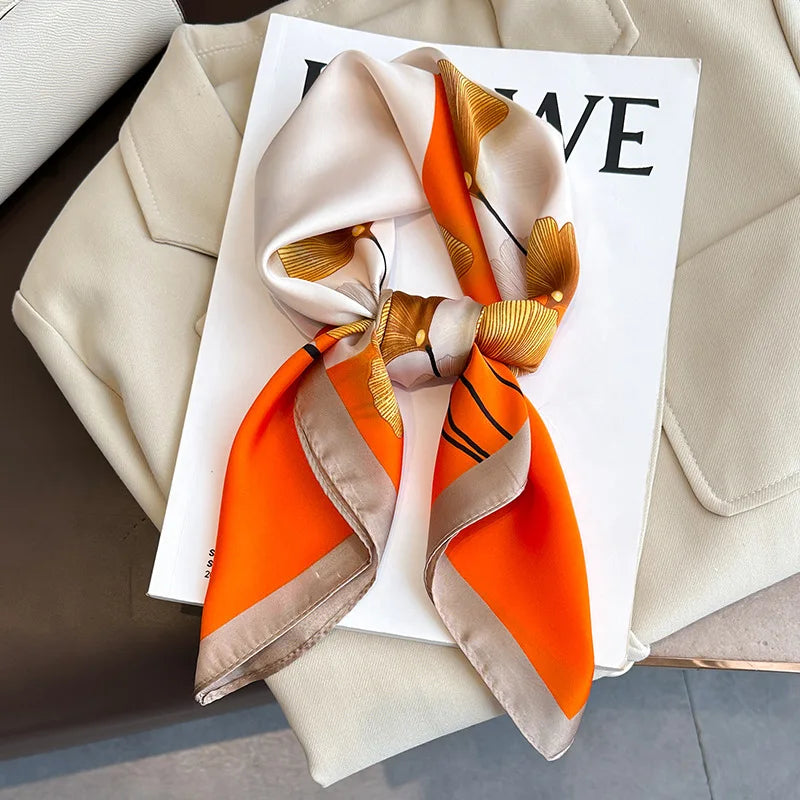 2025 New 70x70cm Women's Luxury Silk Scarf – Fashion Square Shawl, Headband, Neck Wrap, Decorative Bandana