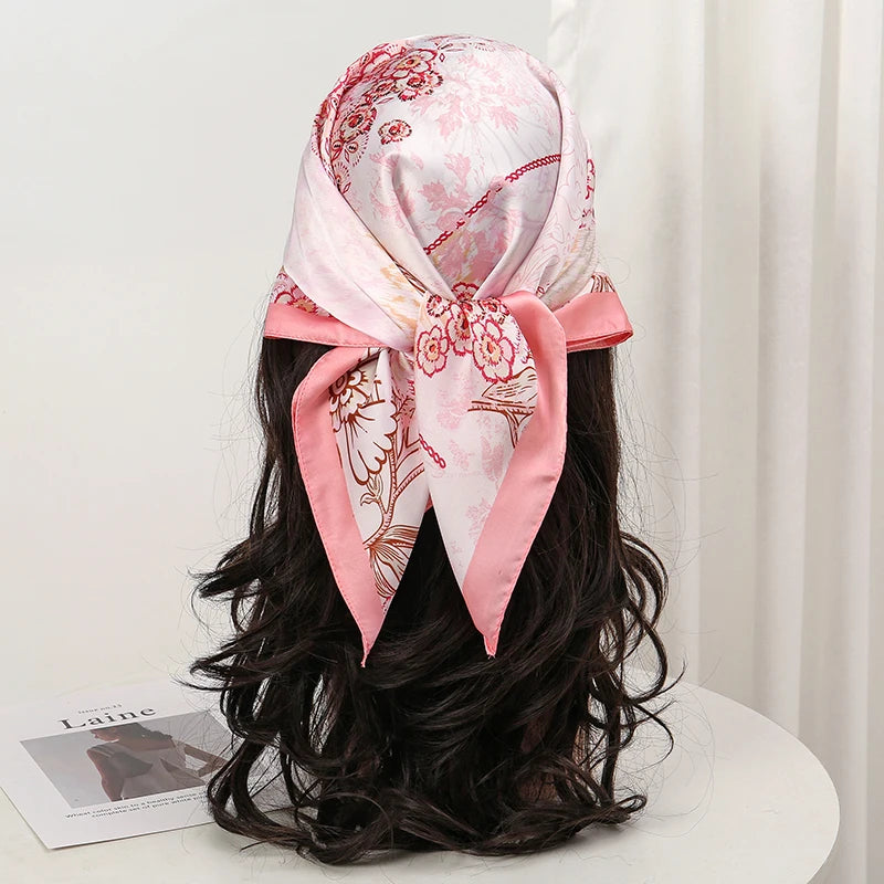 2025 New 70x70cm Women's Luxury Silk Scarf – Fashion Square Shawl, Headband, Neck Wrap, Decorative Bandana