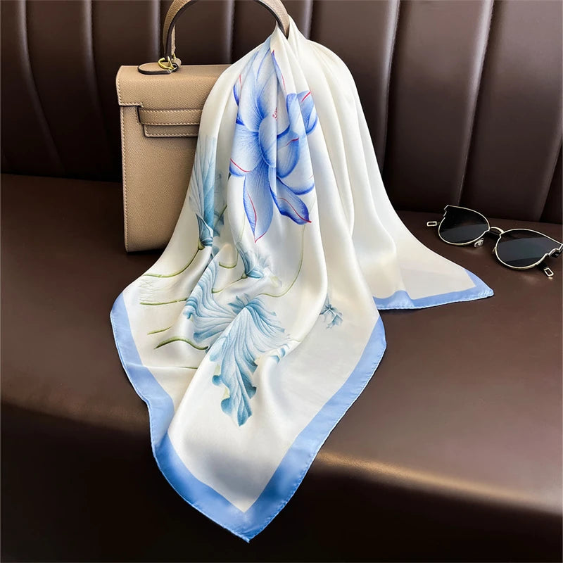 2025 New 70x70cm Women's Luxury Silk Scarf – Fashion Square Shawl, Headband, Neck Wrap, Decorative Bandana