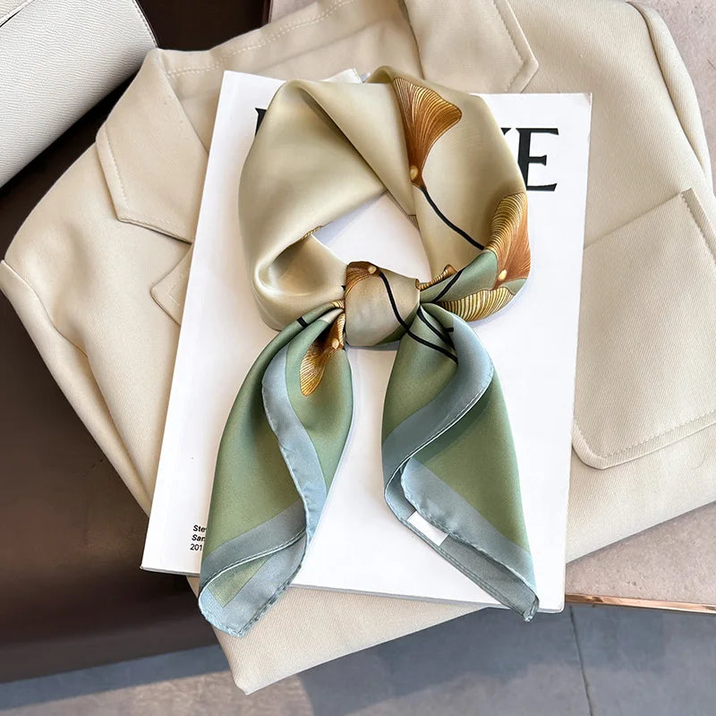 2025 New 70x70cm Women's Luxury Silk Scarf – Fashion Square Shawl, Headband, Neck Wrap, Decorative Bandana