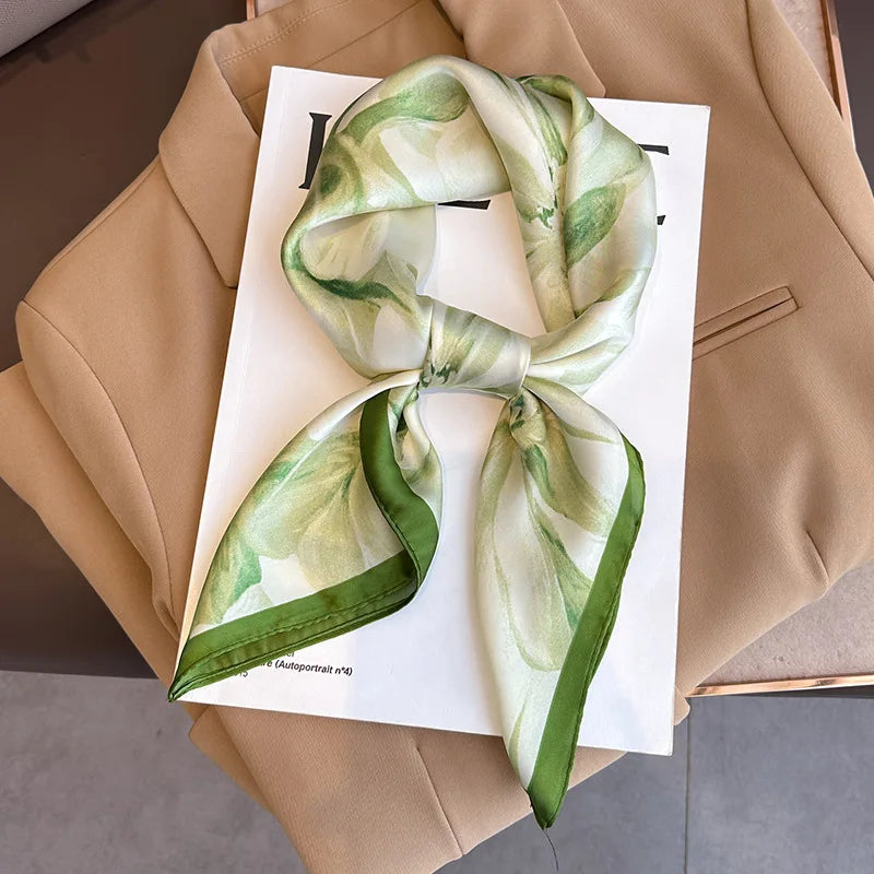 2025 New 70x70cm Women's Luxury Silk Scarf – Fashion Square Shawl, Headband, Neck Wrap, Decorative Bandana