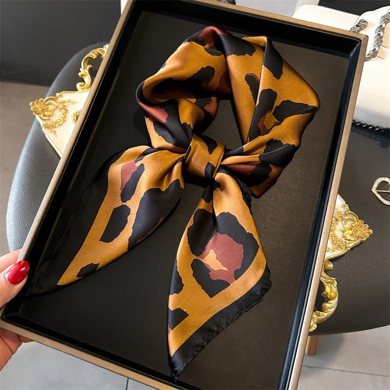 2025 New 70x70cm Women's Luxury Silk Scarf – Fashion Square Shawl, Headband, Neck Wrap, Decorative Bandana