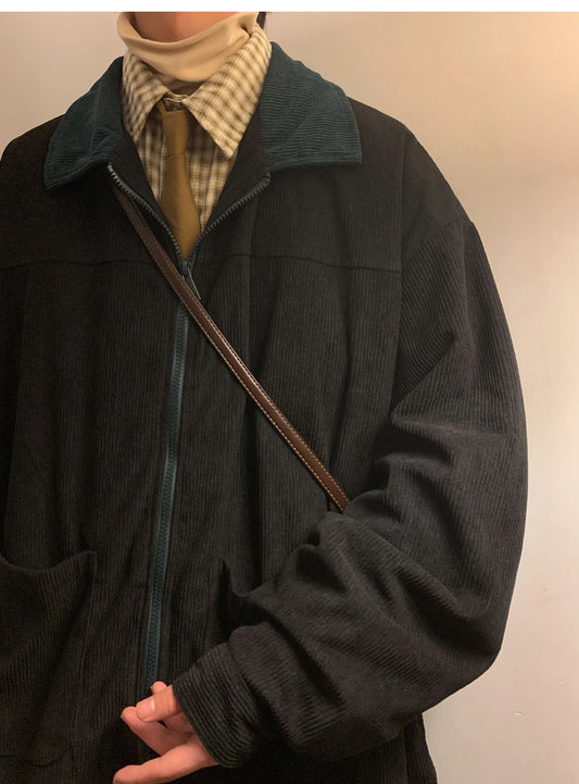 2025 Vintage American Style Men’s Bomber Jacket – Autumn Windbreaker Zipper Coat, Loose Cargo Outwear