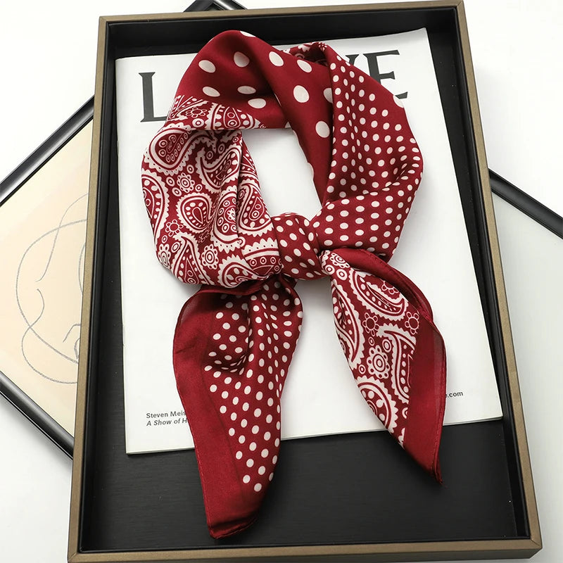 2025 New 70x70cm Women's Luxury Silk Scarf – Fashion Square Shawl, Headband, Neck Wrap, Decorative Bandana