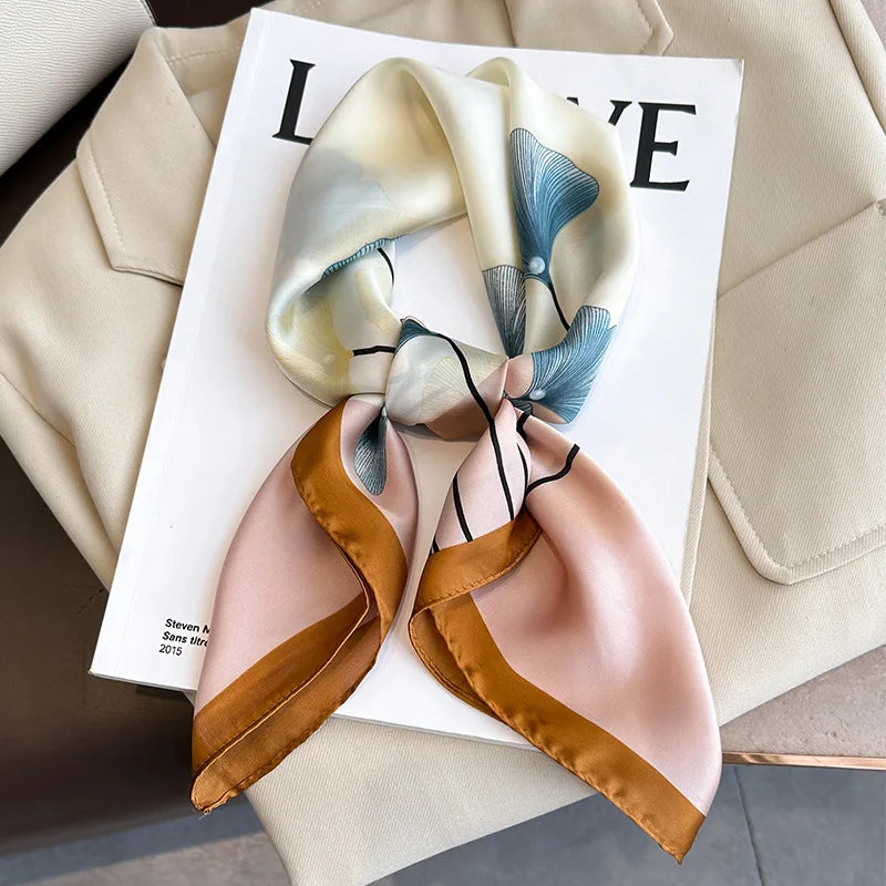 2025 New 70x70cm Women's Luxury Silk Scarf – Fashion Square Shawl, Headband, Neck Wrap, Decorative Bandana