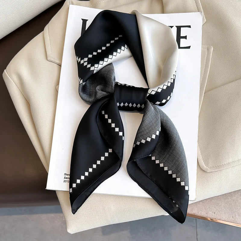 2025 New 70x70cm Women's Luxury Silk Scarf – Fashion Square Shawl, Headband, Neck Wrap, Decorative Bandana