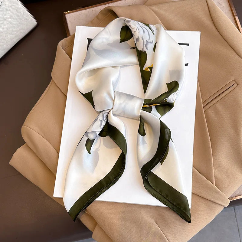 2025 New 70x70cm Women's Luxury Silk Scarf – Fashion Square Shawl, Headband, Neck Wrap, Decorative Bandana