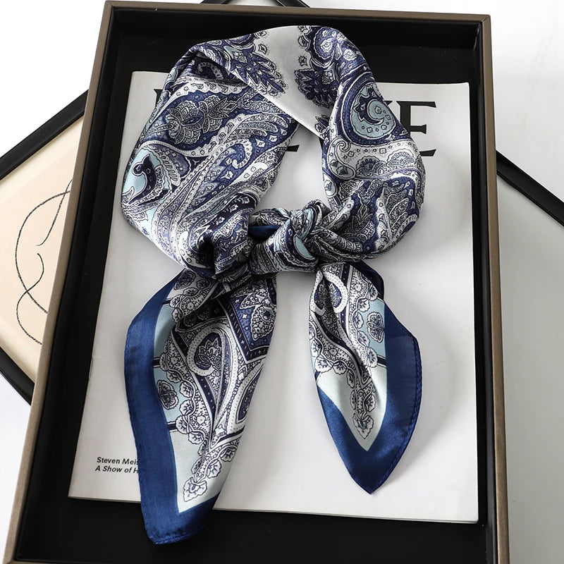 2025 New 70x70cm Women's Luxury Silk Scarf – Fashion Square Shawl, Headband, Neck Wrap, Decorative Bandana