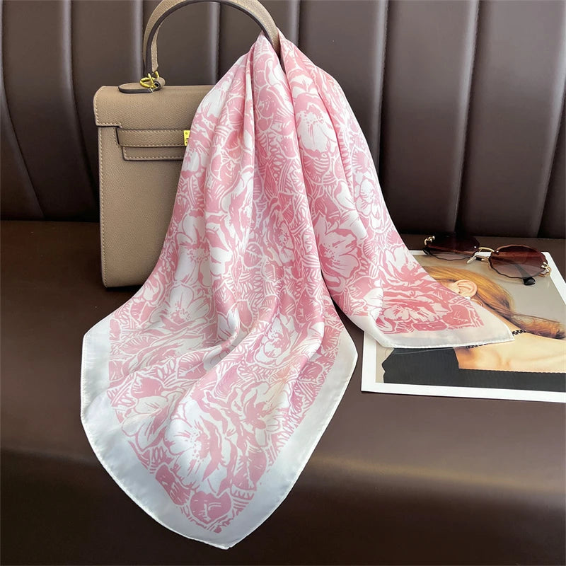 2025 New 70x70cm Women's Luxury Silk Scarf – Fashion Square Shawl, Headband, Neck Wrap, Decorative Bandana