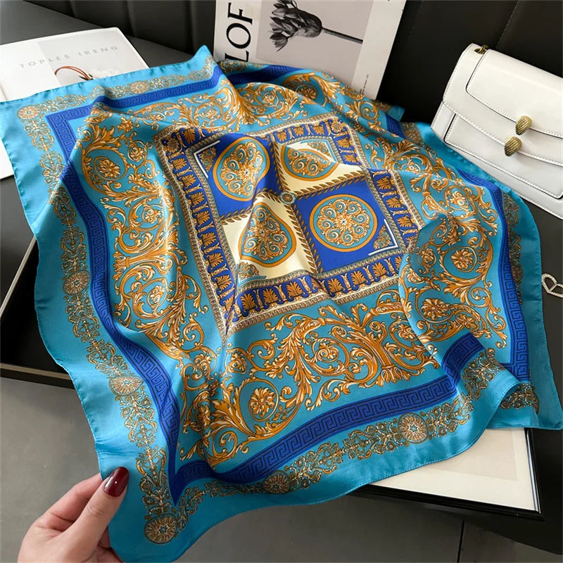 2025 New 70x70cm Women's Luxury Silk Scarf – Fashion Square Shawl, Headband, Neck Wrap, Decorative Bandana
