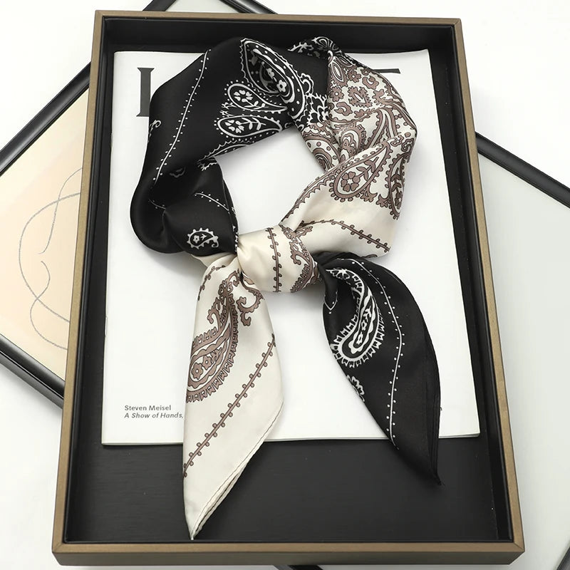 2025 New 70x70cm Women's Luxury Silk Scarf – Fashion Square Shawl, Headband, Neck Wrap, Decorative Bandana