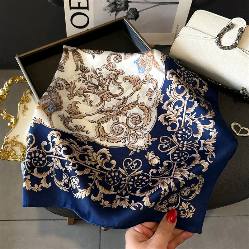 2025 New 70x70cm Women's Luxury Silk Scarf – Fashion Square Shawl, Headband, Neck Wrap, Decorative Bandana