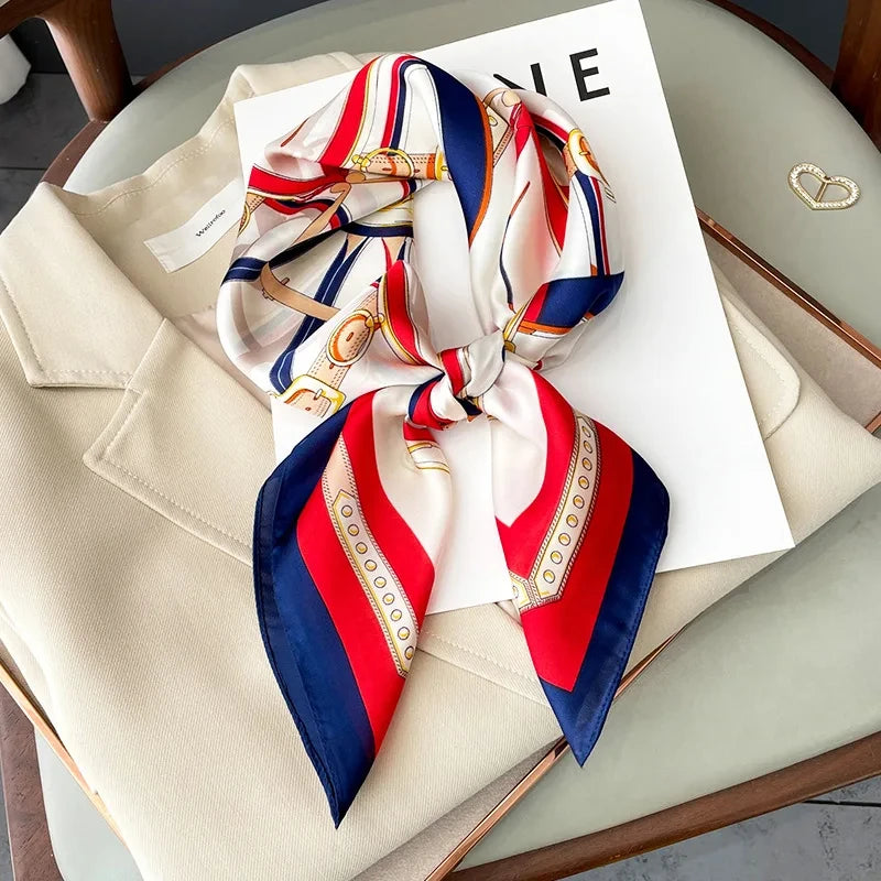 2025 New 70x70cm Women's Luxury Silk Scarf – Fashion Square Shawl, Headband, Neck Wrap, Decorative Bandana