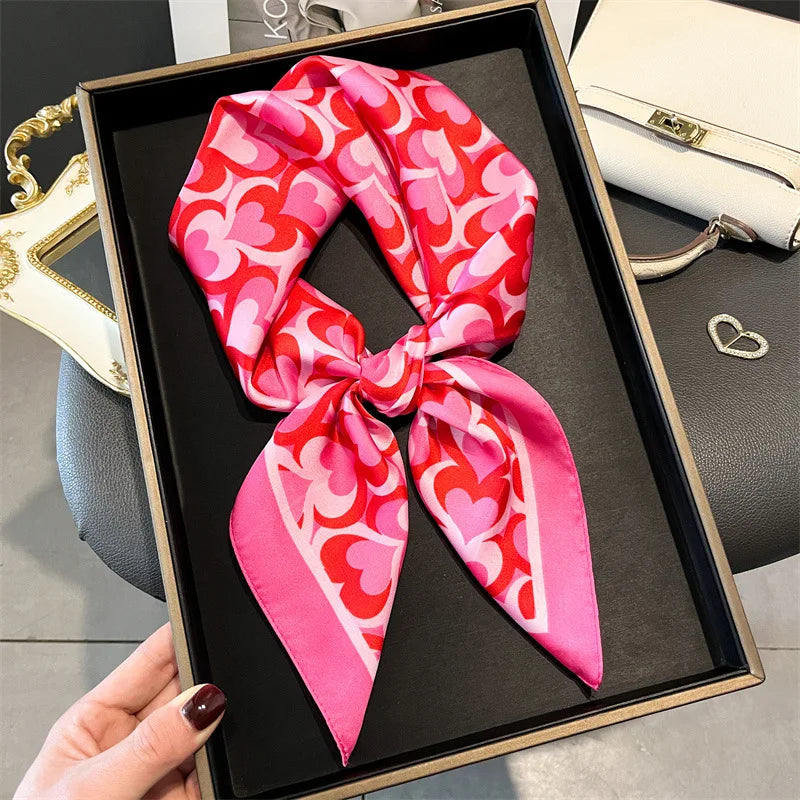 2025 New 70x70cm Women's Luxury Silk Scarf – Fashion Square Shawl, Headband, Neck Wrap, Decorative Bandana