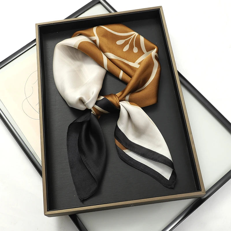 2025 New 70x70cm Women's Luxury Silk Scarf – Fashion Square Shawl, Headband, Neck Wrap, Decorative Bandana
