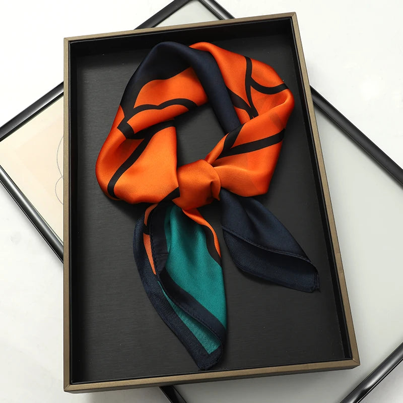 2025 New 70x70cm Women's Luxury Silk Scarf – Fashion Square Shawl, Headband, Neck Wrap, Decorative Bandana