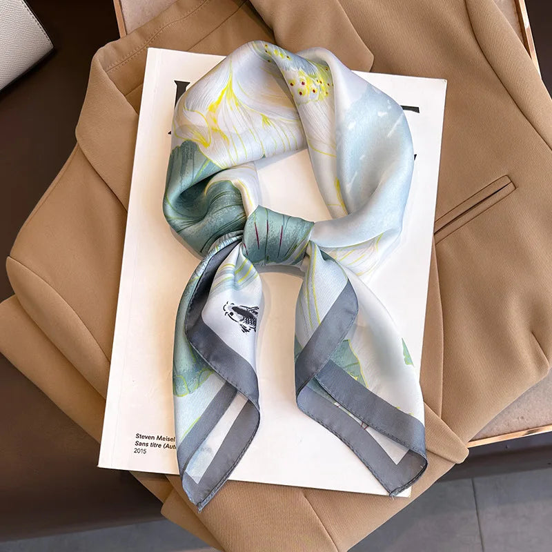 2025 New 70x70cm Women's Luxury Silk Scarf – Fashion Square Shawl, Headband, Neck Wrap, Decorative Bandana