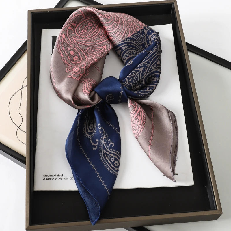 2025 New 70x70cm Women's Luxury Silk Scarf – Fashion Square Shawl, Headband, Neck Wrap, Decorative Bandana