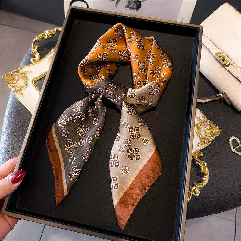 2025 New 70x70cm Women's Luxury Silk Scarf – Fashion Square Shawl, Headband, Neck Wrap, Decorative Bandana