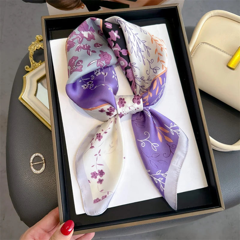 2025 New 70x70cm Women's Luxury Silk Scarf – Fashion Square Shawl, Headband, Neck Wrap, Decorative Bandana
