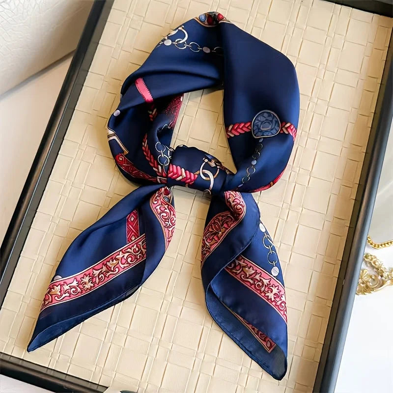 2025 New 70x70cm Women's Luxury Silk Scarf – Fashion Square Shawl, Headband, Neck Wrap, Decorative Bandana