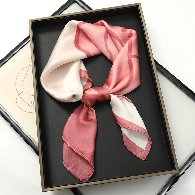 2025 New 70x70cm Women's Luxury Silk Scarf – Fashion Square Shawl, Headband, Neck Wrap, Decorative Bandana