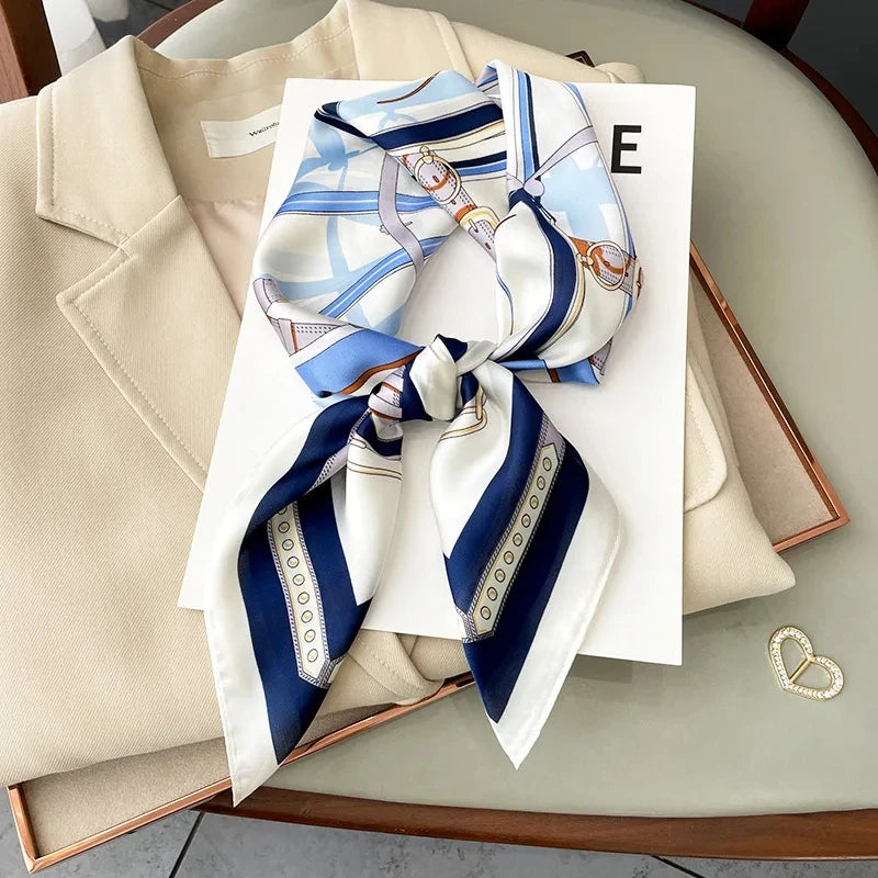 2025 New 70x70cm Women's Luxury Silk Scarf – Fashion Square Shawl, Headband, Neck Wrap, Decorative Bandana