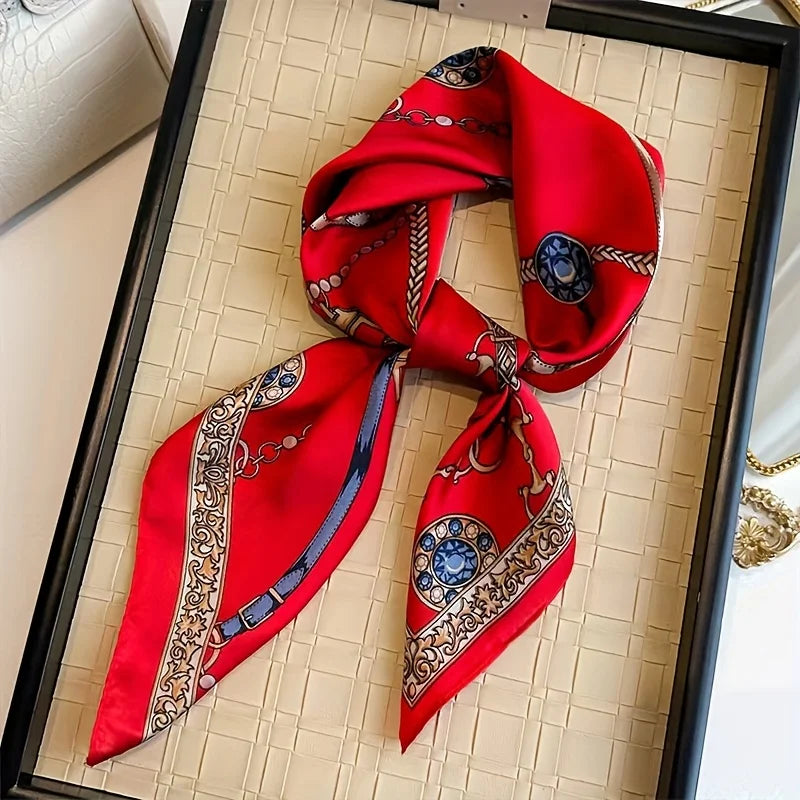2025 New 70x70cm Women's Luxury Silk Scarf – Fashion Square Shawl, Headband, Neck Wrap, Decorative Bandana