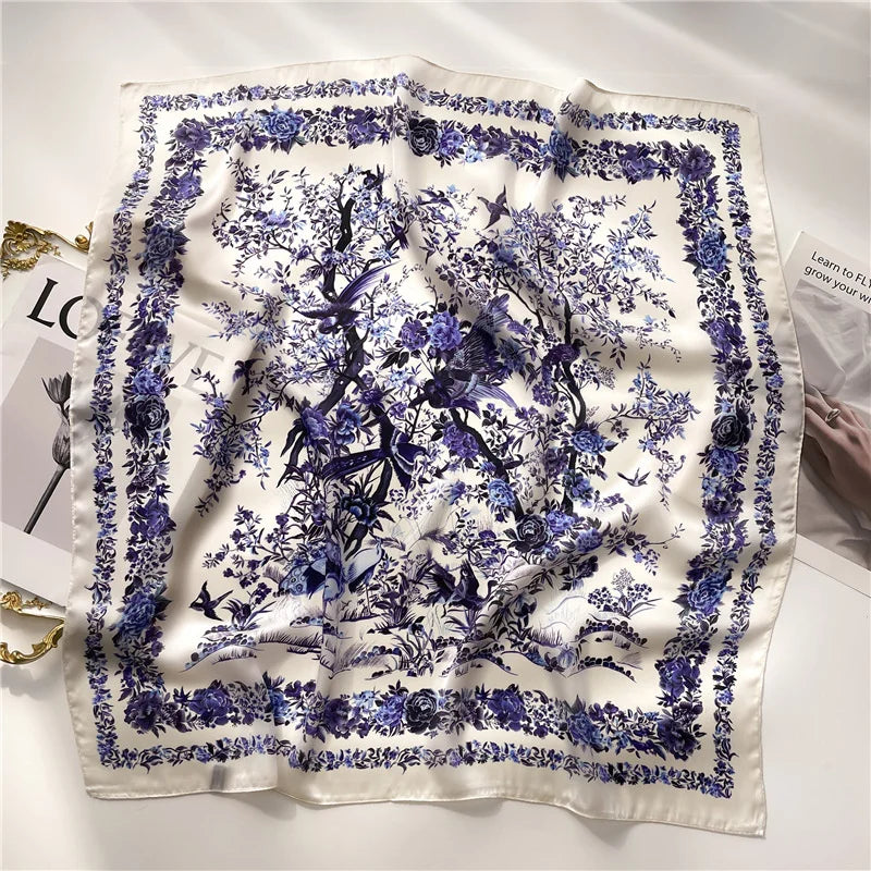 2025 New 70x70cm Women's Luxury Silk Scarf – Fashion Square Shawl, Headband, Neck Wrap, Decorative Bandana