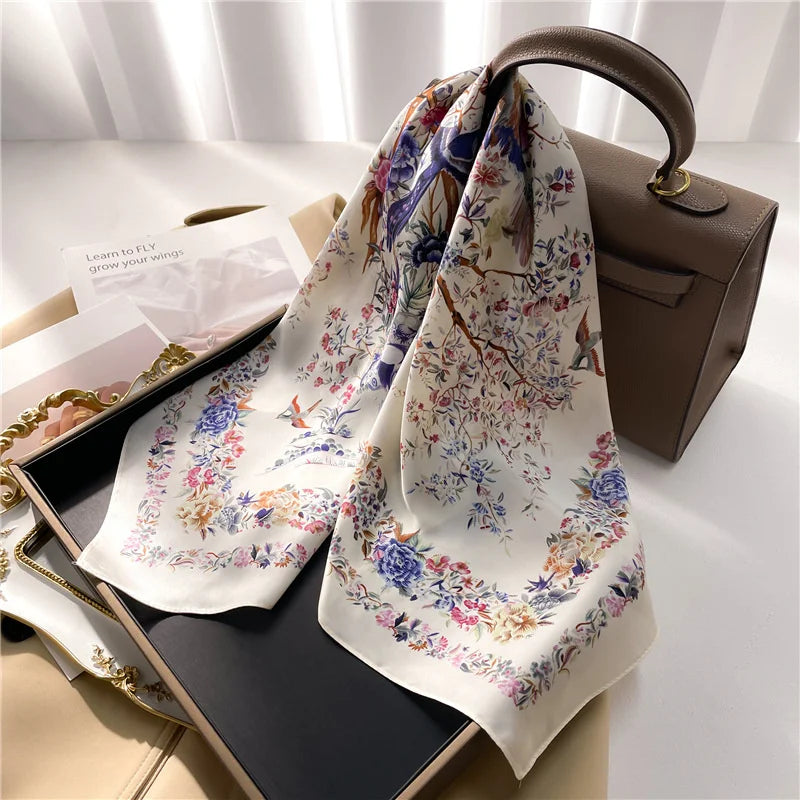 2025 New 70x70cm Women's Luxury Silk Scarf – Fashion Square Shawl, Headband, Neck Wrap, Decorative Bandana