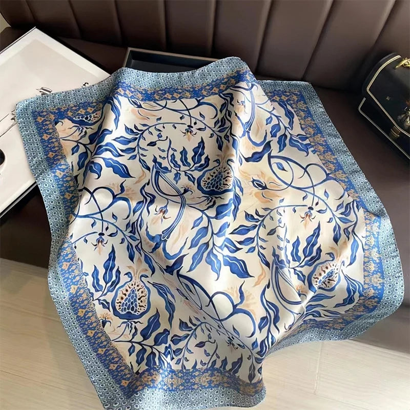2025 New 70x70cm Women's Luxury Silk Scarf – Fashion Square Shawl, Headband, Neck Wrap, Decorative Bandana